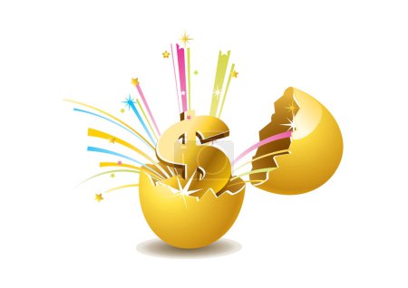 Illustration for Easter egg with golden ribbon - Royalty Free Image