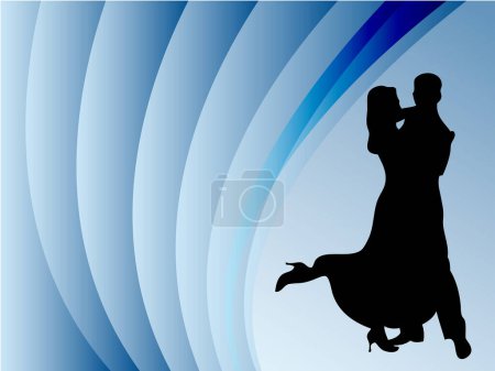 Illustration for Couple dancing on a colorful stage with curtain - Royalty Free Image