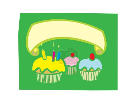 Téléchargez les illustrations : Illustration vectorielle de cupcakes - en licence libre de droit