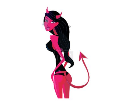 Téléchargez les illustrations : Illustration vectorielle de la femme diable - en licence libre de droit