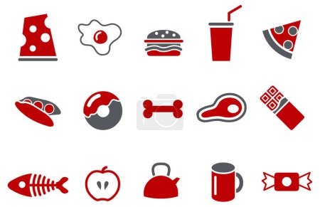 Téléchargez les illustrations : Illustration vectorielle des icônes alimentaires - en licence libre de droit