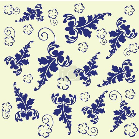 Ilustración de Patrón sin costuras de adorno floral azul - Imagen libre de derechos
