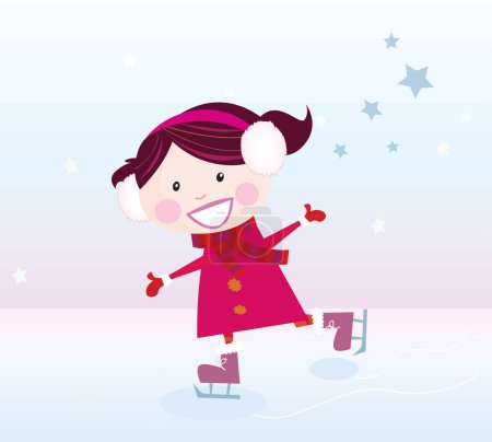 Illustration for Girl in winter clothes with ice skates, vector - Royalty Free Image