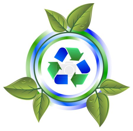 Téléchargez les illustrations : Symbole de recyclage vectoriel avec feuilles. - en licence libre de droit