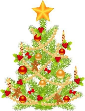 Ilustración de Árbol de Navidad y bolas de Navidad - Imagen libre de derechos