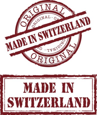 Téléchargez les illustrations : Fabriqué en bannière suisse, illustration vectorielle design simple - en licence libre de droit