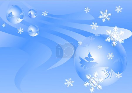 Téléchargez les illustrations : Fond d'hiver avec neige, sapin de Noël et flocons de neige. - en licence libre de droit