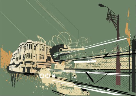 Illustration for Grunge urban urban landscape, vector illustration - Royalty Free Image