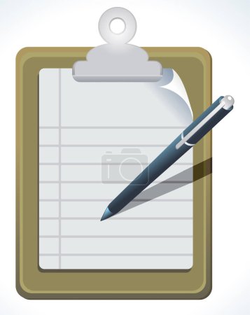 Illustration for Vector illustration of clipboard with pencil and paper clip - Royalty Free Image