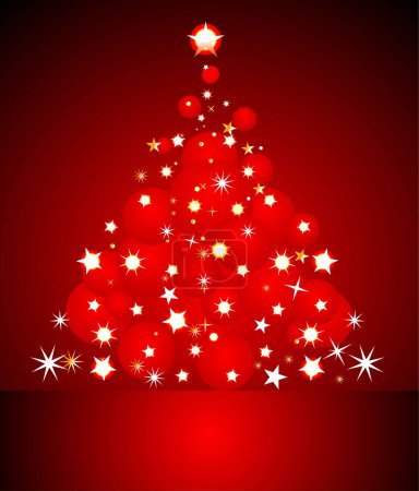 Illustration for Vector illustration of christmas tree with stars - Royalty Free Image