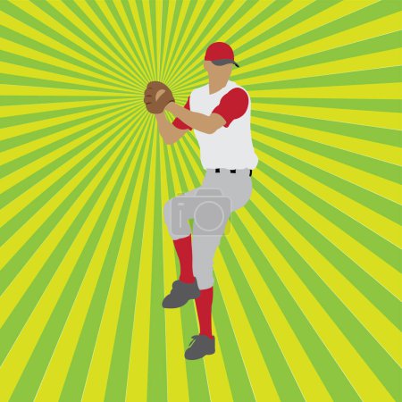Illustration for Baseball player in action. vector illustration in flat design - Royalty Free Image