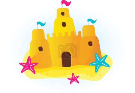 Téléchargez les illustrations : Illustration vectorielle de dessin animé - château médiéval - en licence libre de droit