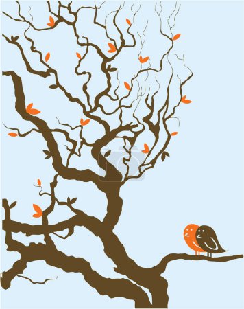 Téléchargez les illustrations : Image vectorielle avec un arbre. oiseaux. - en licence libre de droit