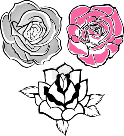 Illustration for Rose flower set. vector illustration - Royalty Free Image