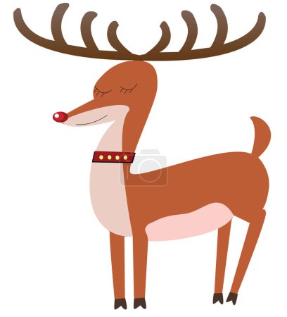 Téléchargez les illustrations : Icône de dessin animé de renne mignon - en licence libre de droit