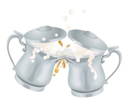 Illustration for Splash of milk in mugs vector illustration - Royalty Free Image