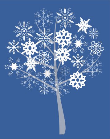 Ilustración de Árbol hecho de copos de nieve vector ilustración - Imagen libre de derechos