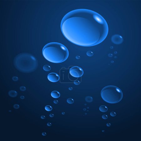 Illustration for Rising air bubbles on a blue background - Royalty Free Image
