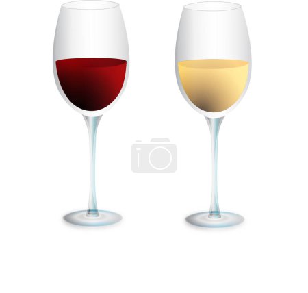 Téléchargez les illustrations : Verres de vin. illustration vectorielle isolée sur fond blanc. - en licence libre de droit