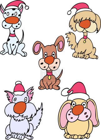 Téléchargez les illustrations : Jeu de dessin animé de chiens illustration vectorielle - en licence libre de droit