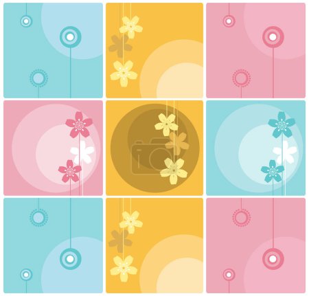 Illustration for Set of four backgrounds with flowers - Royalty Free Image