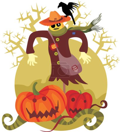 Illustration for Happy halloween. witch and cat. - Royalty Free Image