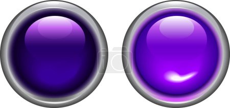 Ilustración de Conjunto de botones brillantes púrpura sobre un fondo blanco - Imagen libre de derechos