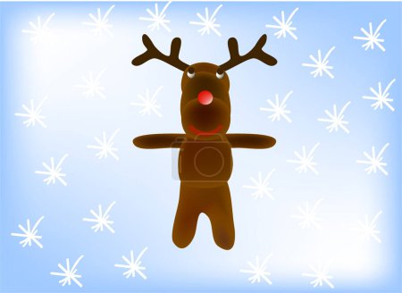 Téléchargez les illustrations : Cerf de Noël dans l'illustration vectorielle de neige - en licence libre de droit