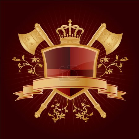 Ilustración de Vector emblema heráldico con corona - Imagen libre de derechos