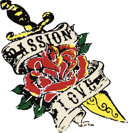 Illustration for Rose and roses. vintage vector illustration - Royalty Free Image