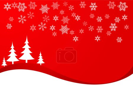 Illustration for Christmas background with fir trees, snowflakes. vector - Royalty Free Image