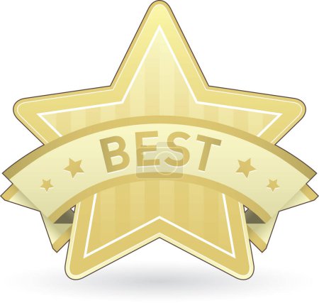 golden award badge with stars