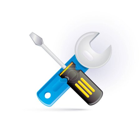 Illustration for Vector illustration of blue wrench and screwdriver - Royalty Free Image