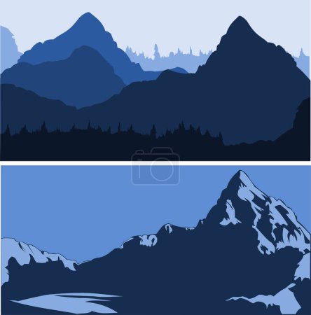 Téléchargez les illustrations : Illustration vectorielle d'un paysage de montagne. - en licence libre de droit