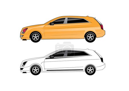 Téléchargez les illustrations : Illustration vectorielle de voitures isolées sur fond blanc - en licence libre de droit