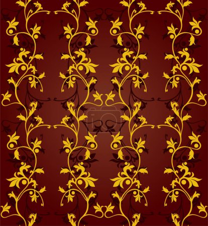 Ilustración de Vector barroco damasco patrón de fondo. oro, marrón y marrón colores, textura de lujo para textiles, fondos de pantalla, papel de embalaje. - Imagen libre de derechos