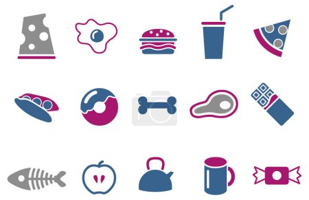 Téléchargez les illustrations : Icône alimentaire set vectoriel illustration design - en licence libre de droit