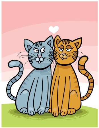 Téléchargez les illustrations : Couple de chats amoureux - en licence libre de droit