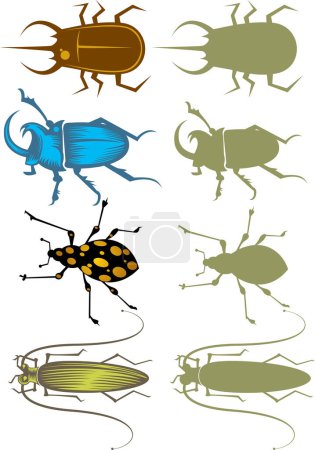 Illustration for Set of different insects isolated on white background - Royalty Free Image