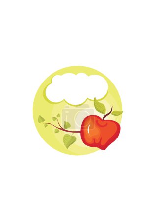 Illustration for Card with leaves and apple design in vector - Royalty Free Image