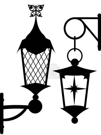Illustration for Set of different symbols of the street lamps - Royalty Free Image