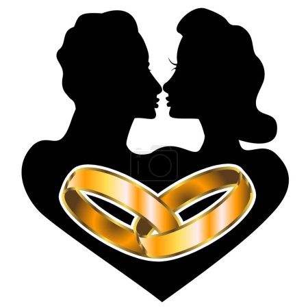 Téléchargez les illustrations : Logo de mariage vectoriel et d'amour, illustration vectorielle - en licence libre de droit
