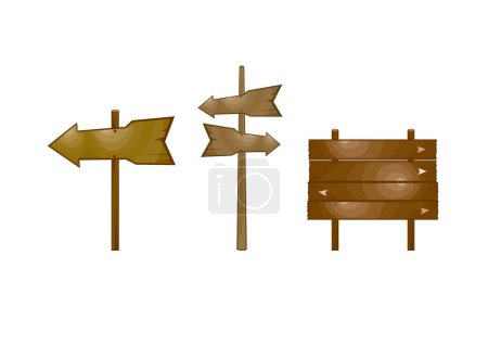 Illustration for A wooden sign with arrows pointing in different directions - Royalty Free Image