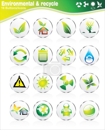 Téléchargez les illustrations : Ensemble d'icônes Écologie et recyclage - en licence libre de droit