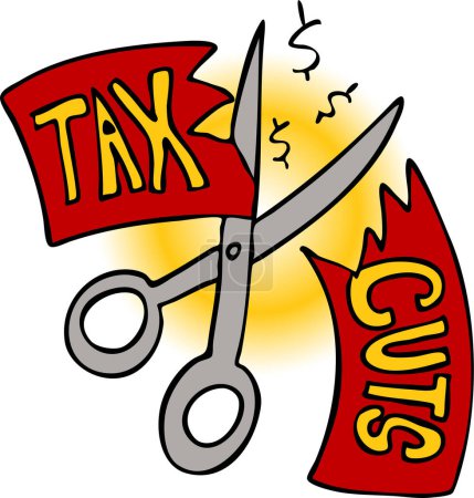 Illustration for Tax scissors tax  cut down - Royalty Free Image