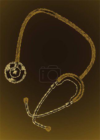 Illustration for Medical stethoscope on a brown background - Royalty Free Image