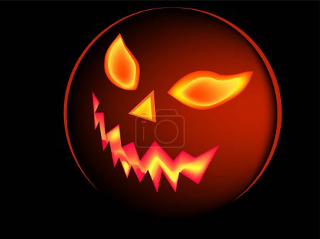 Ilustración de Cabeza de calabaza miedo, ilustración vectorial halloween. - Imagen libre de derechos