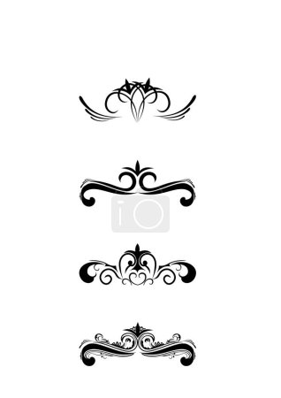 Ilustración de Conjunto vectorial de elementos de diseño caligráfico aislados sobre fondo blanco - Imagen libre de derechos