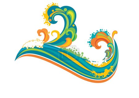 Ilustración de Colorido chapoteo de arte vector de onda - Imagen libre de derechos