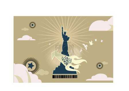 Ilustración de Estatua de EE.UU., estatua de la libertad, ciudad de Nueva York, ilustración vectorial. - Imagen libre de derechos